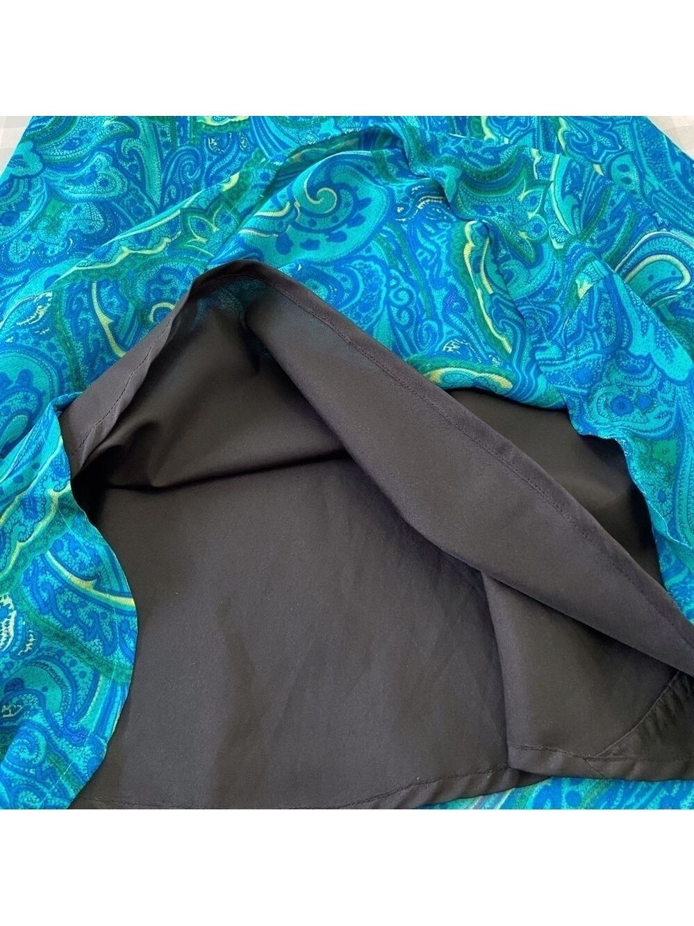 Triangle Bow tie detail maxi dress sleeveless cerulean blue pattern size 12 - Picture 7 of 14